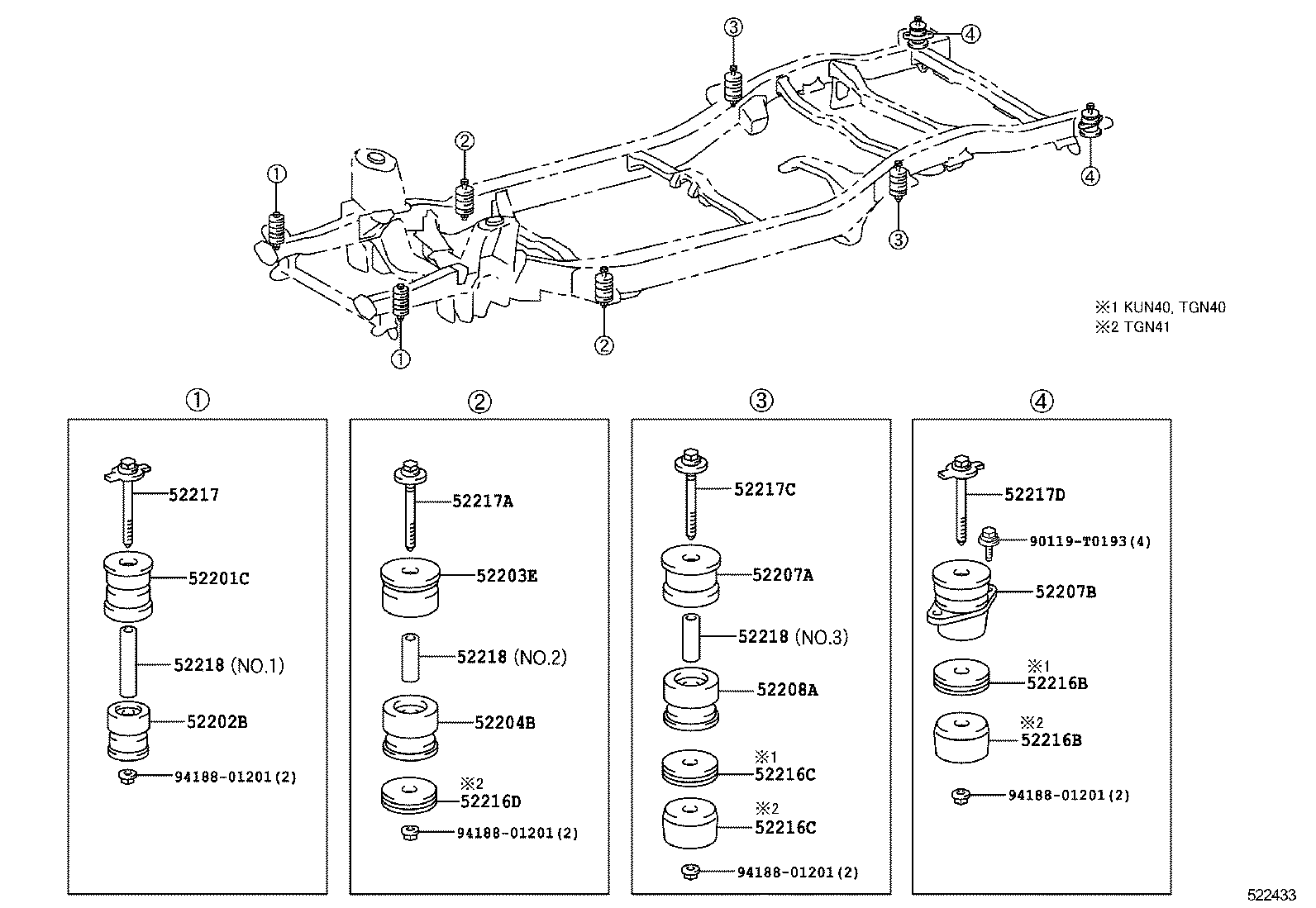 52201-0K050 CUSHIION SUB-ASSY, CAB MOUNTING, NO.1 UPPER product image
