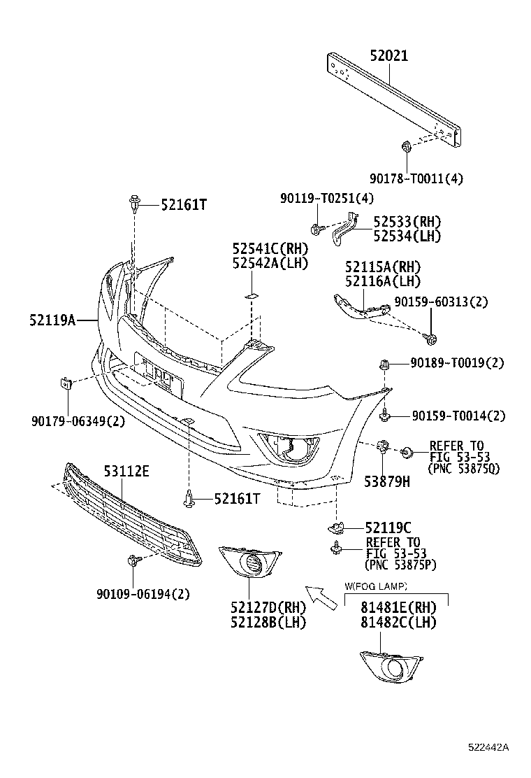 52127-0K080 COVER, FRONT BUMPER HOLE, RH product image