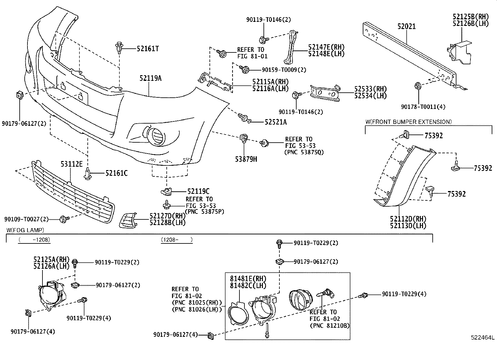 52113-0K140 EXTENSION, FRONT BUMPER, LH product image