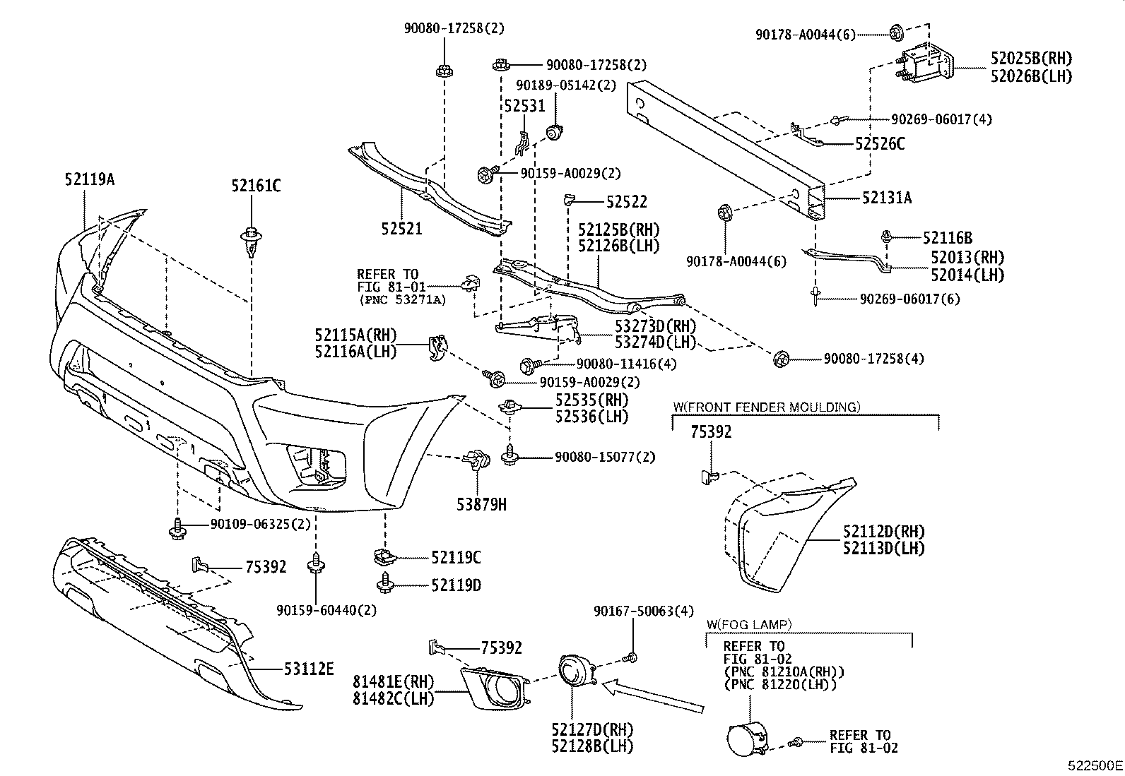 52116-04060 RETAINER, FRONT BUMPER product image