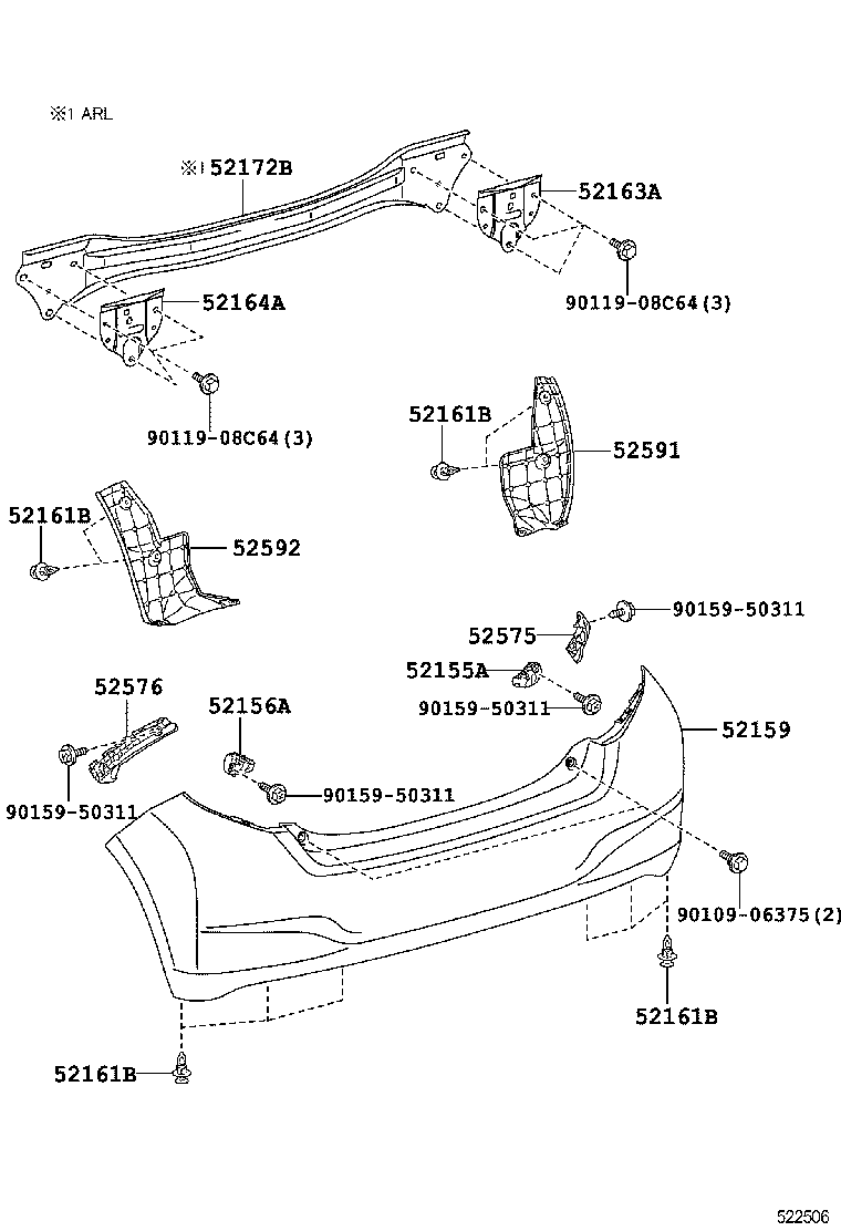 52591-52380 SEAL, REAR BUMPER SIDE, RH product image