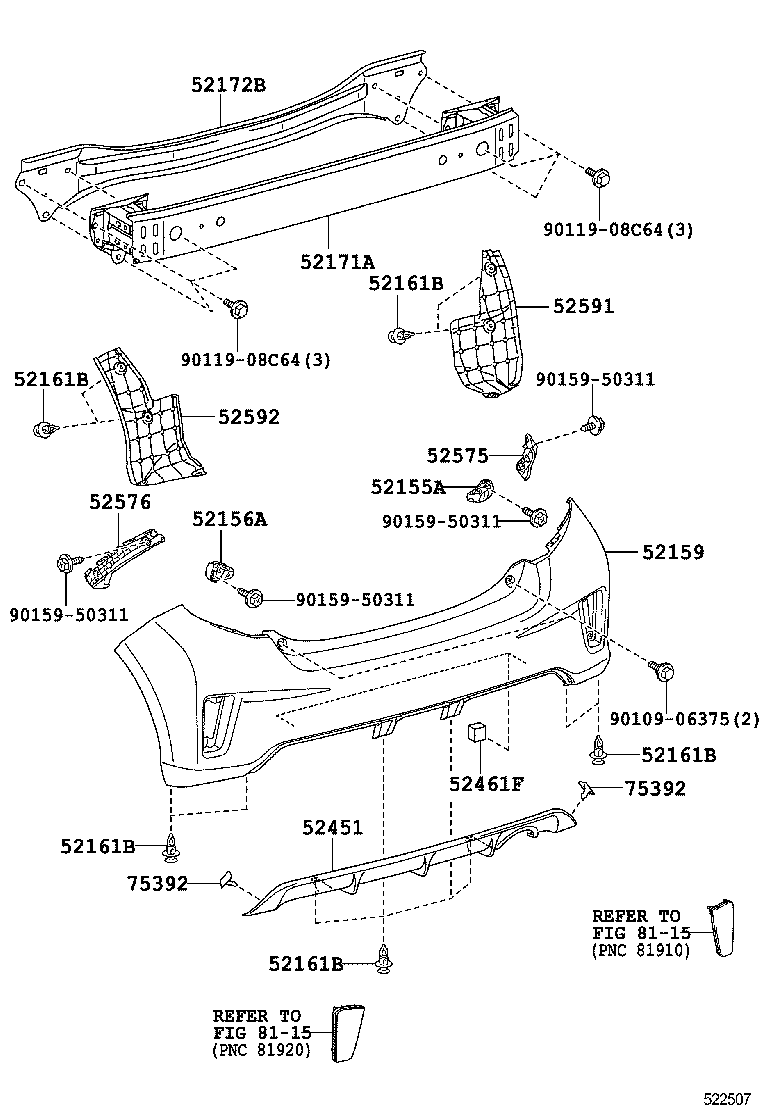 52591-52380 SEAL, REAR BUMPER SIDE, RH product image
