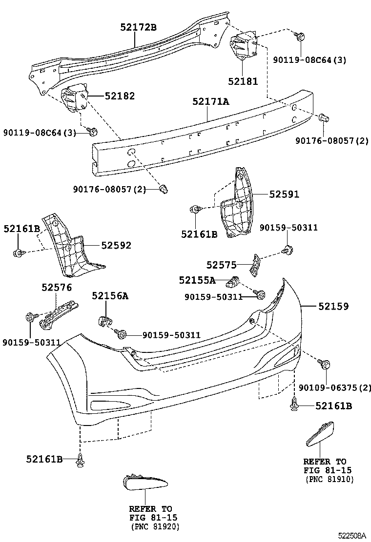 52591-52380 SEAL, REAR BUMPER SIDE, RH product image