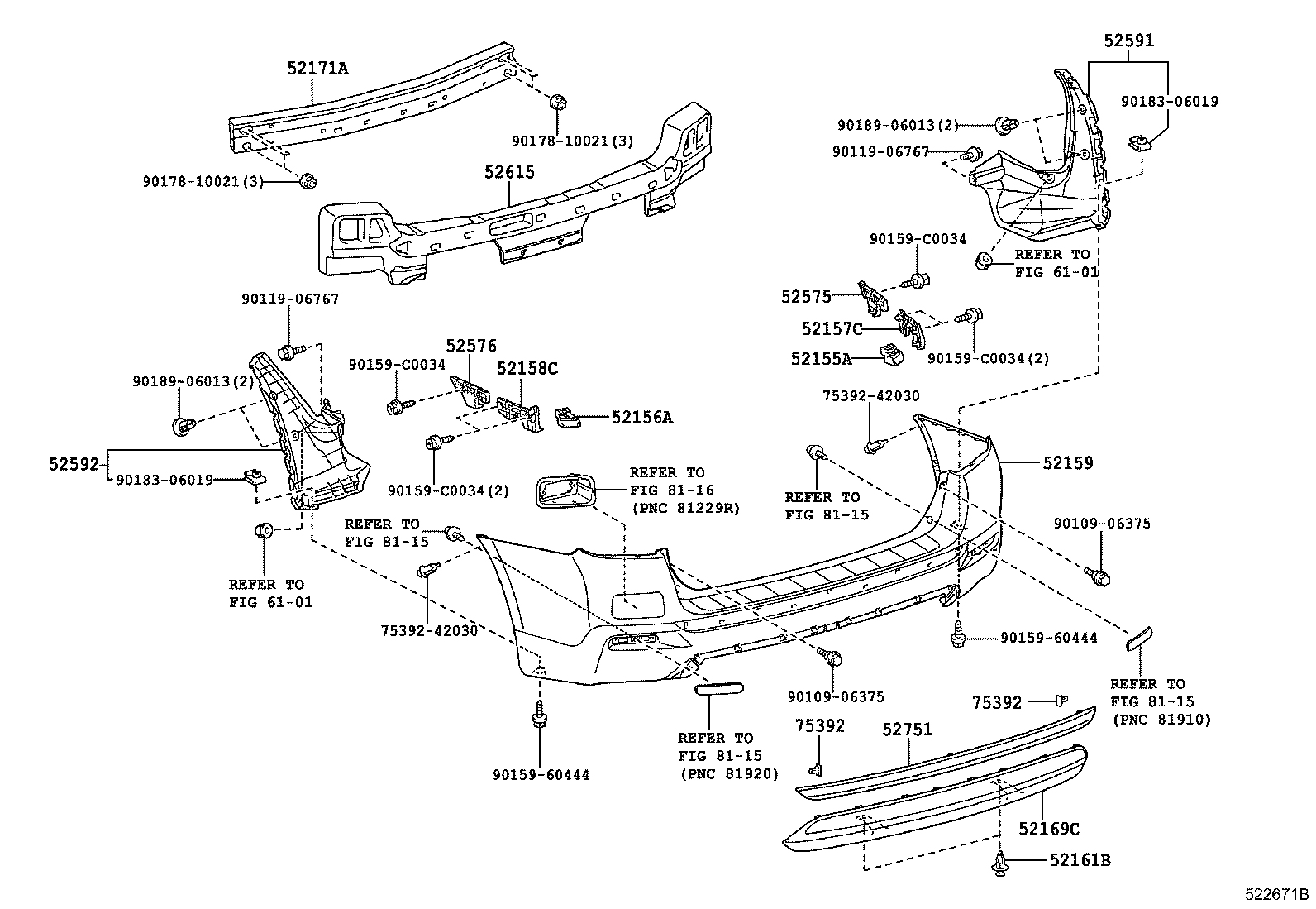 52591-0E050 SEAL, REAR BUMPER SIDE, RH product image