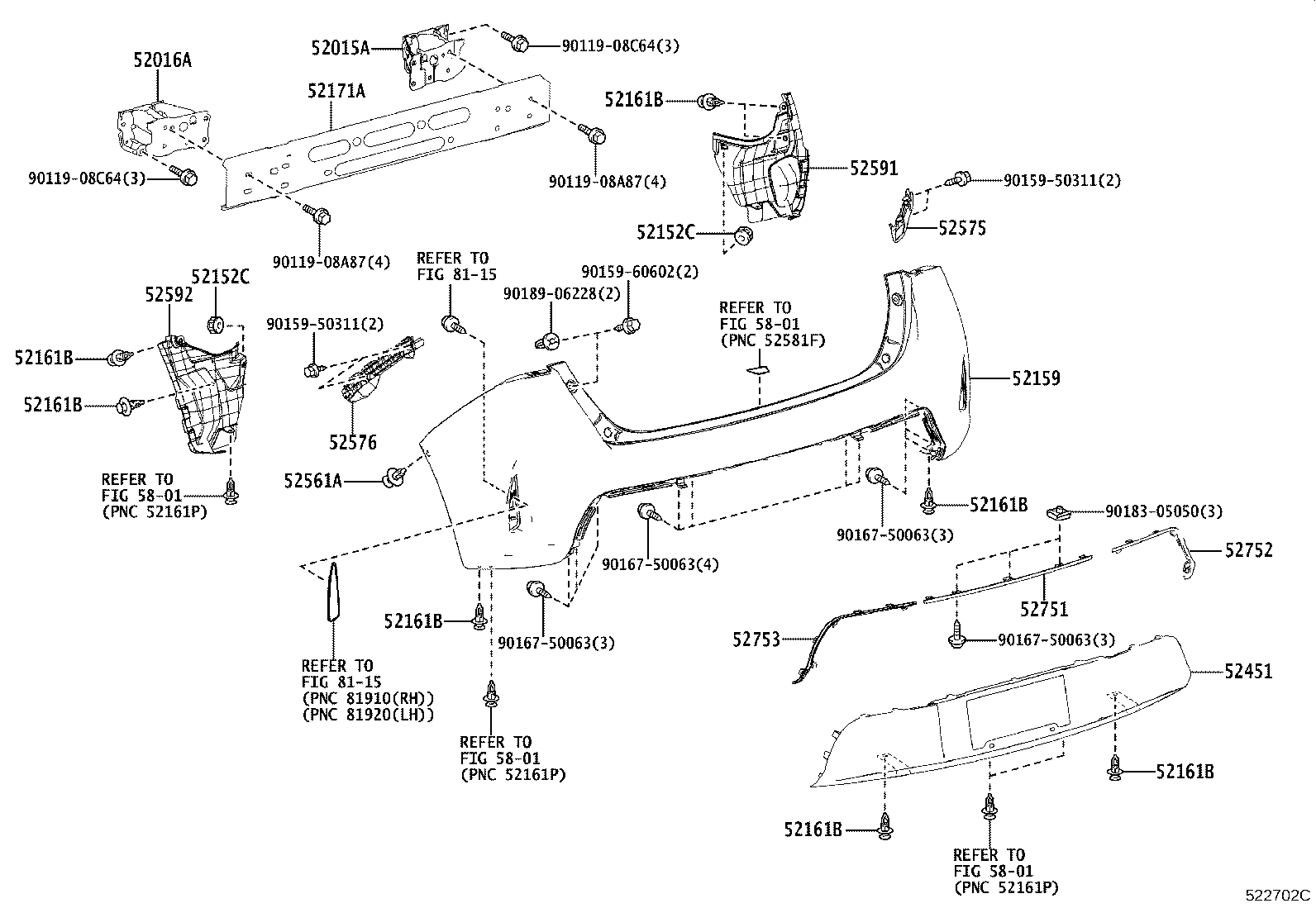 52591-12290 SEAL, REAR BUMPER SIDE, RH product image