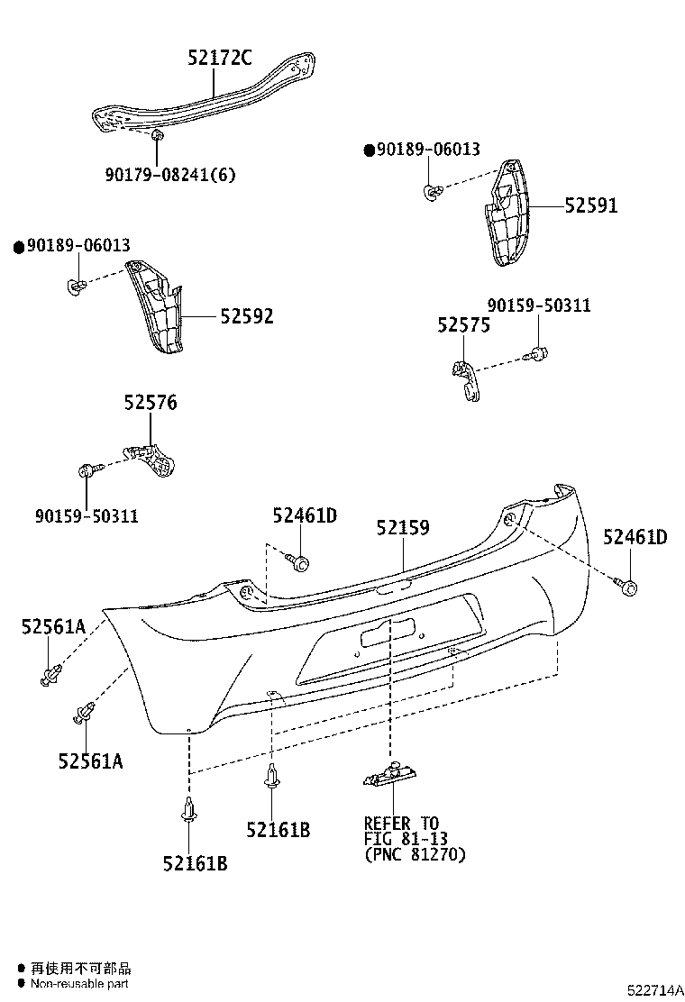 52155-0D020 SUPPORT, REAR BUMPER SIDE, RH product image