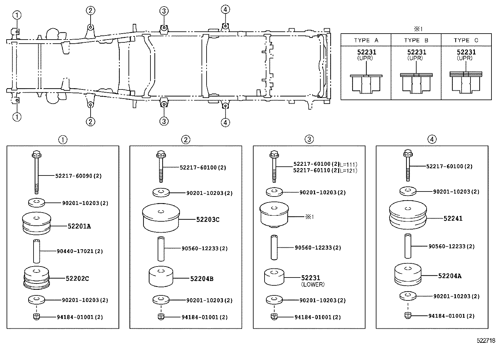 52203-60120 CUSHION SUB-ASSY, CAB MOUNTING, NO.2 UPPER product image