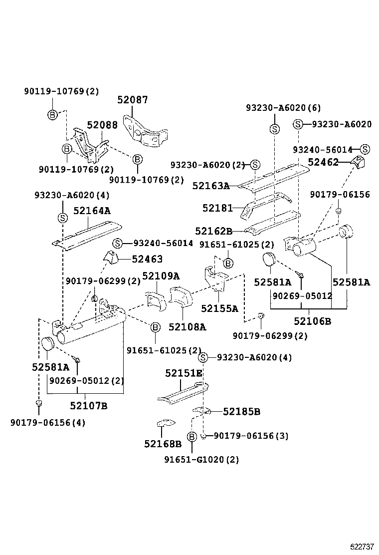 52155-60050 SUPPORT, REAR BUMPER SIDE, RH product image