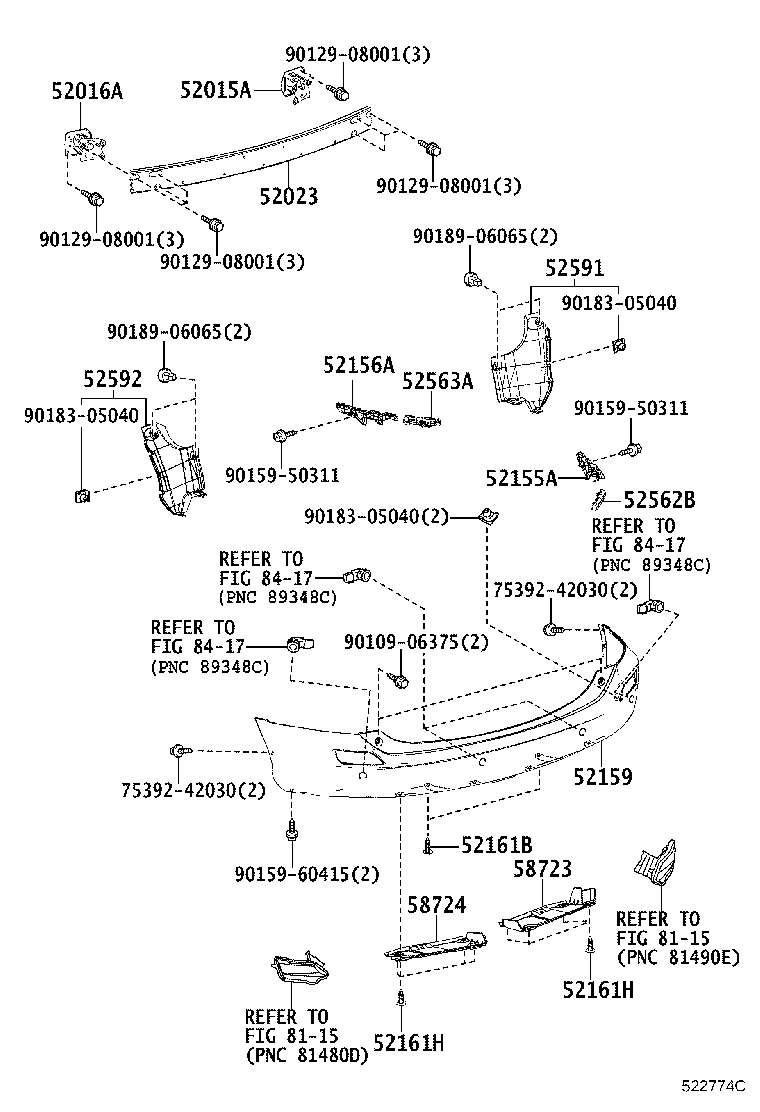 52150-42840 COVER, REAR BUMPER product image
