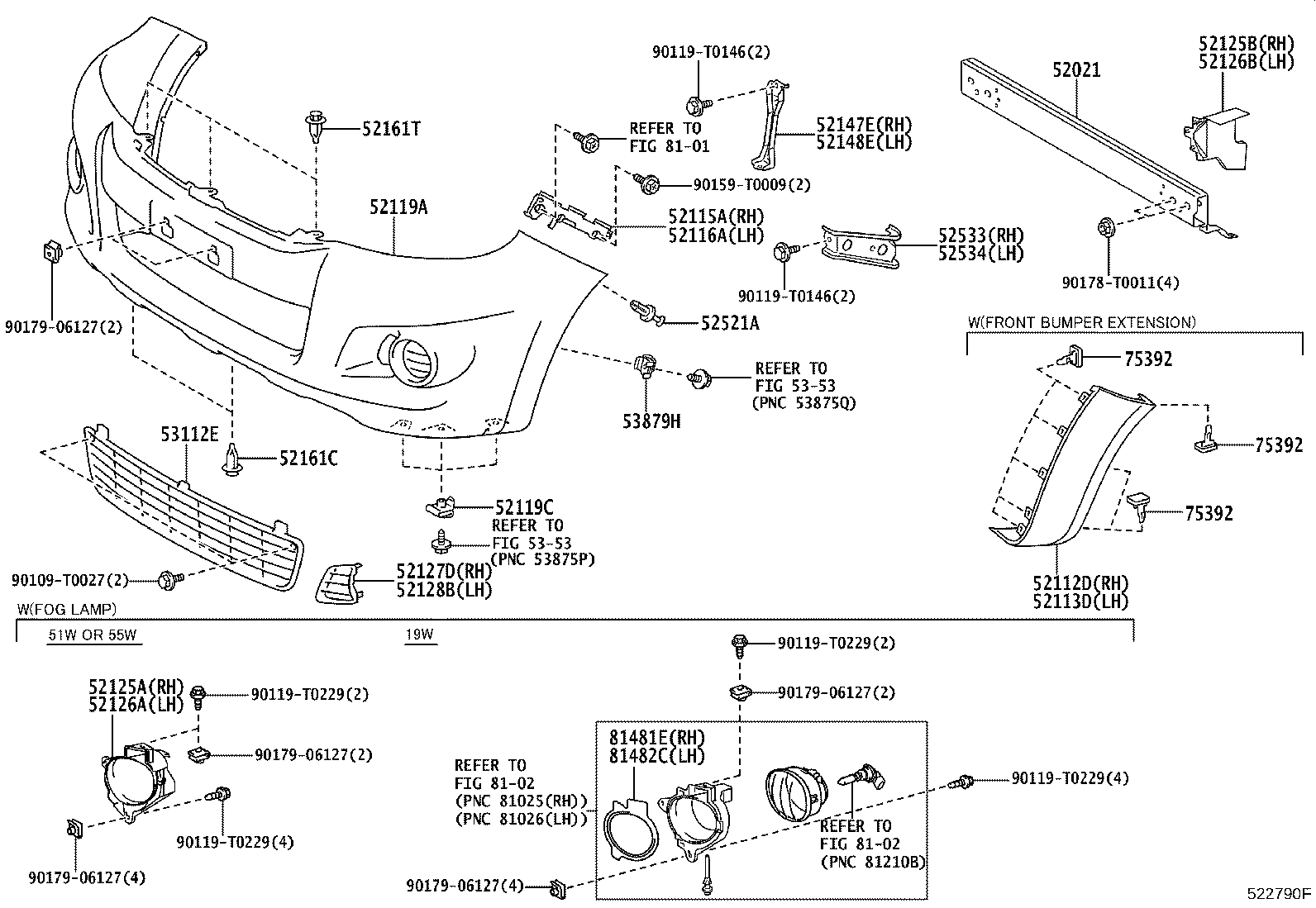 52112-0K170 EXTENSION, FRONT BUMPER, RH product image