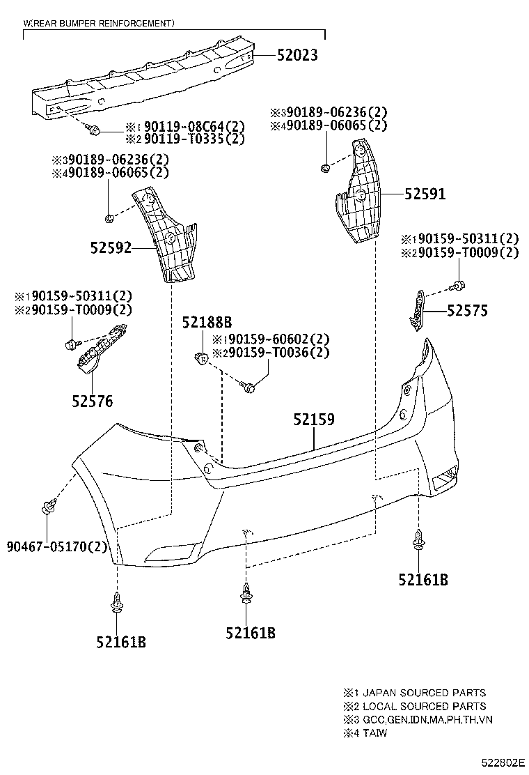 52161-0K060 PIECE, REAR BUMPER product image
