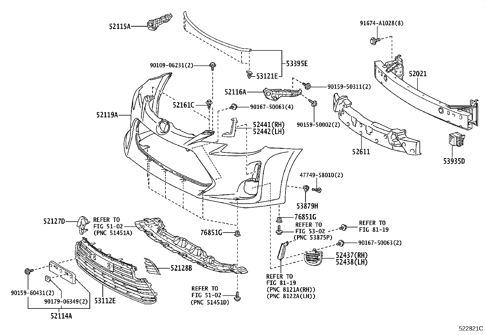 52114-21050 BRACKET, FRONT BUMPER EXTENSION MOUNTING product image
