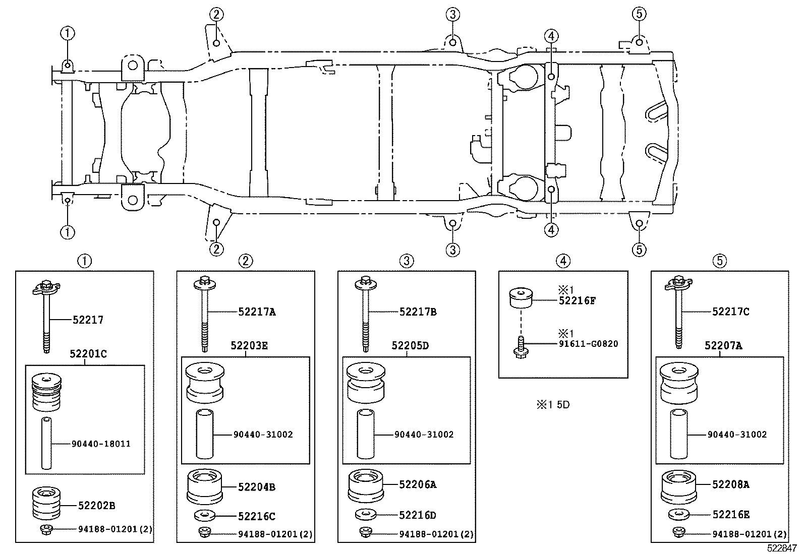 52202-60060 CUSHIION SUB-ASSY, CAB MOUNTING, NO.1 LOWER product image