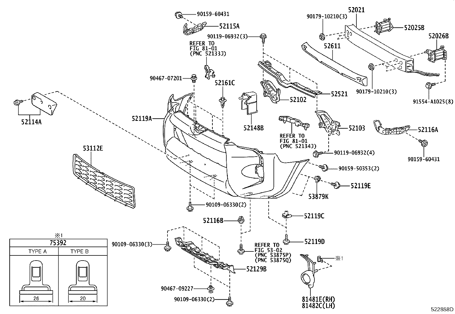 52116-35140 RETAINER, FRONT BUMPER product image