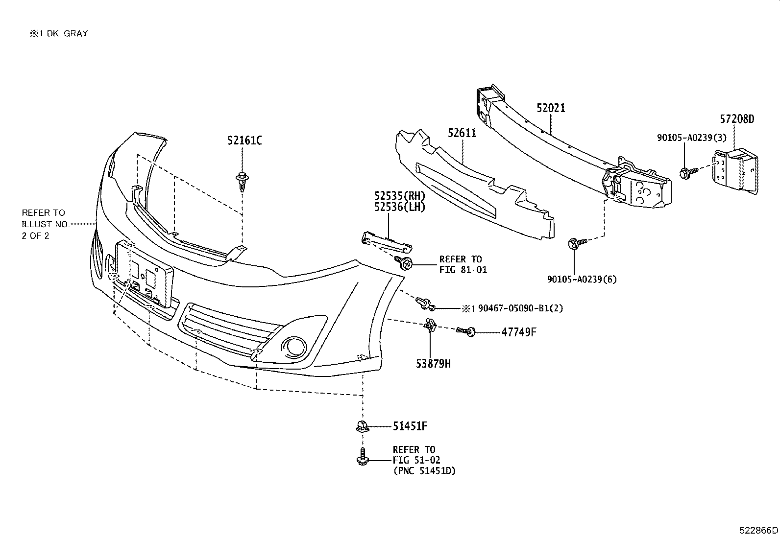 52114-06170 BRACKET, FRONT BUMPER EXTENSION MOUNTING product image