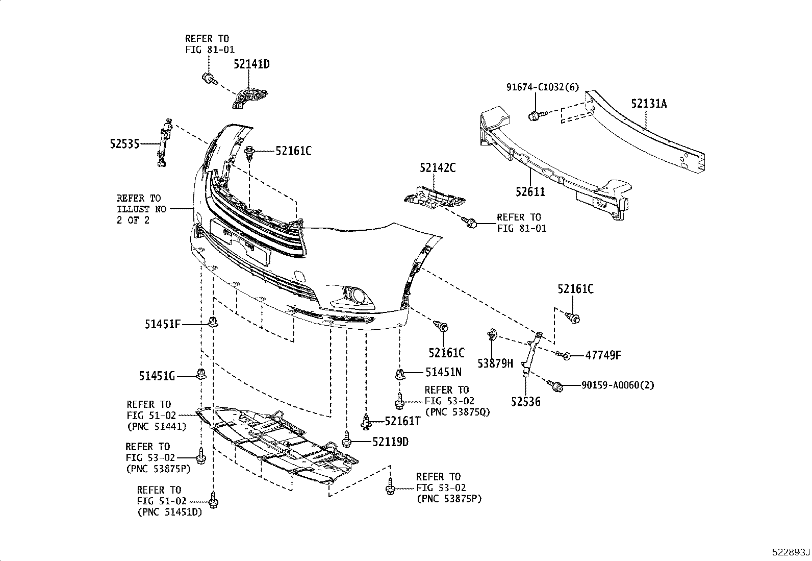 52114-0E090 BRACKET, FRONT BUMPER EXTENSION MOUNTING product image