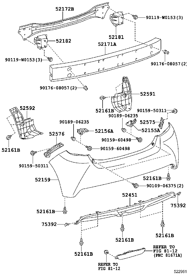 52592-0D290 SEAL, REAR BUMPER SIDE, LH product image