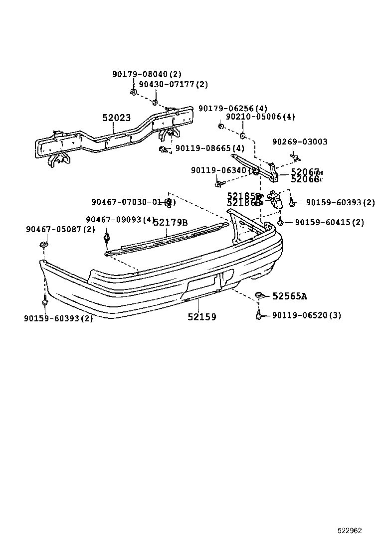 52068-32060 SUPPORT SUB-ASSY, REAR BUMPER SIDE, LH product image