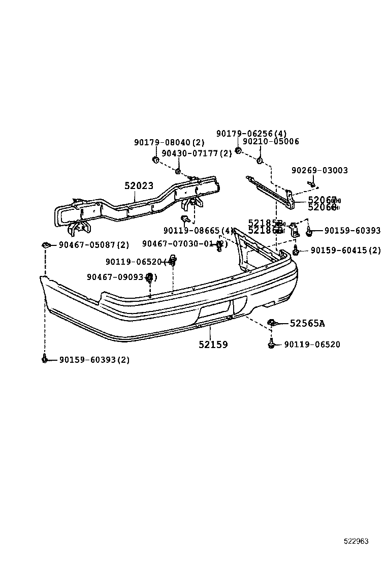 52068-32060 SUPPORT SUB-ASSY, REAR BUMPER SIDE, LH product image