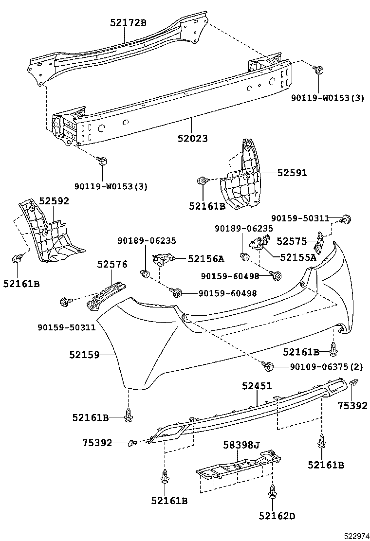 52592-0D280 SEAL, REAR BUMPER SIDE, LH product image