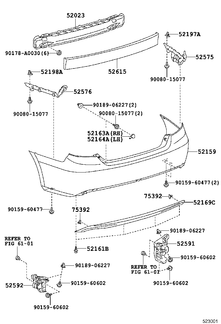 52592-06020 SEAL, REAR BUMPER SIDE, LH product image