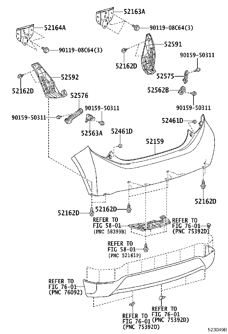 52185-52080 BRACKET, REAR BUMPER SIDE, RH product image