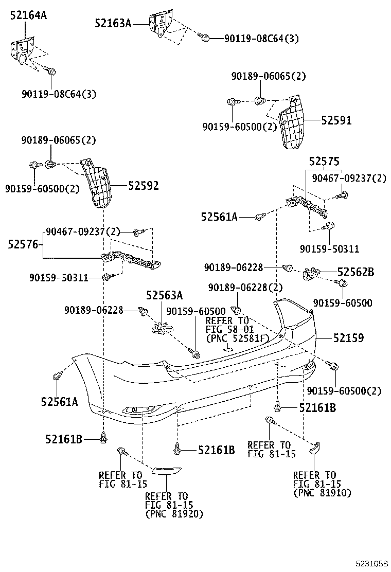 52592-12230 SEAL, REAR BUMPER SIDE, LH product image