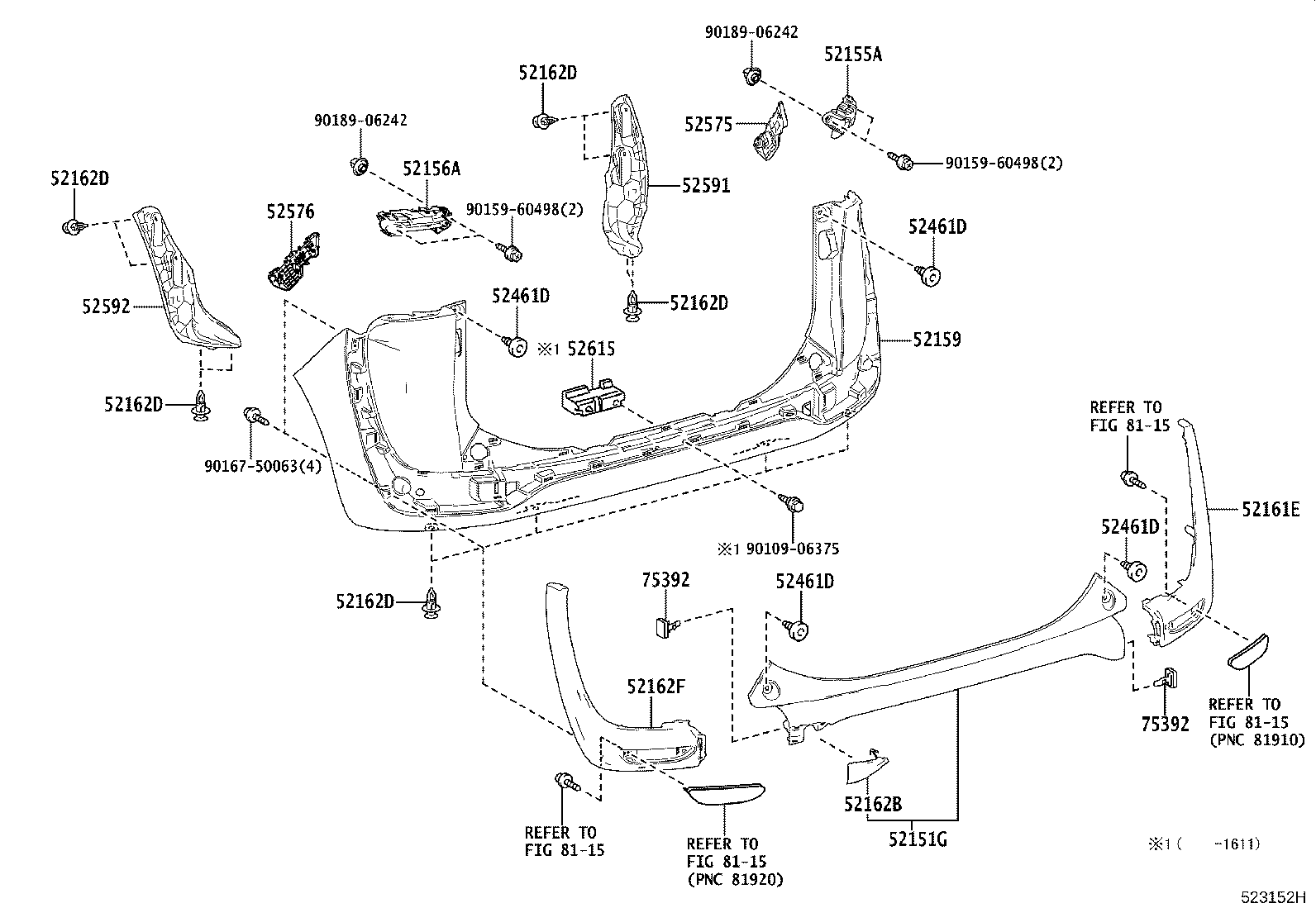 52592-52350 SEAL, REAR BUMPER SIDE, LH product image
