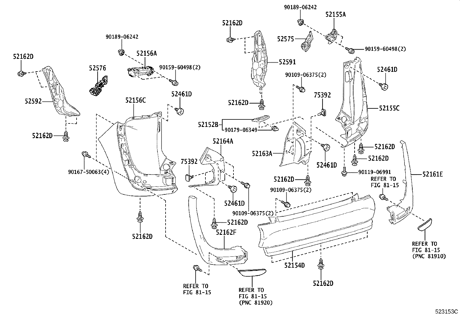 52151-52030-E1 EXTENSION, REAR BUMPER product image