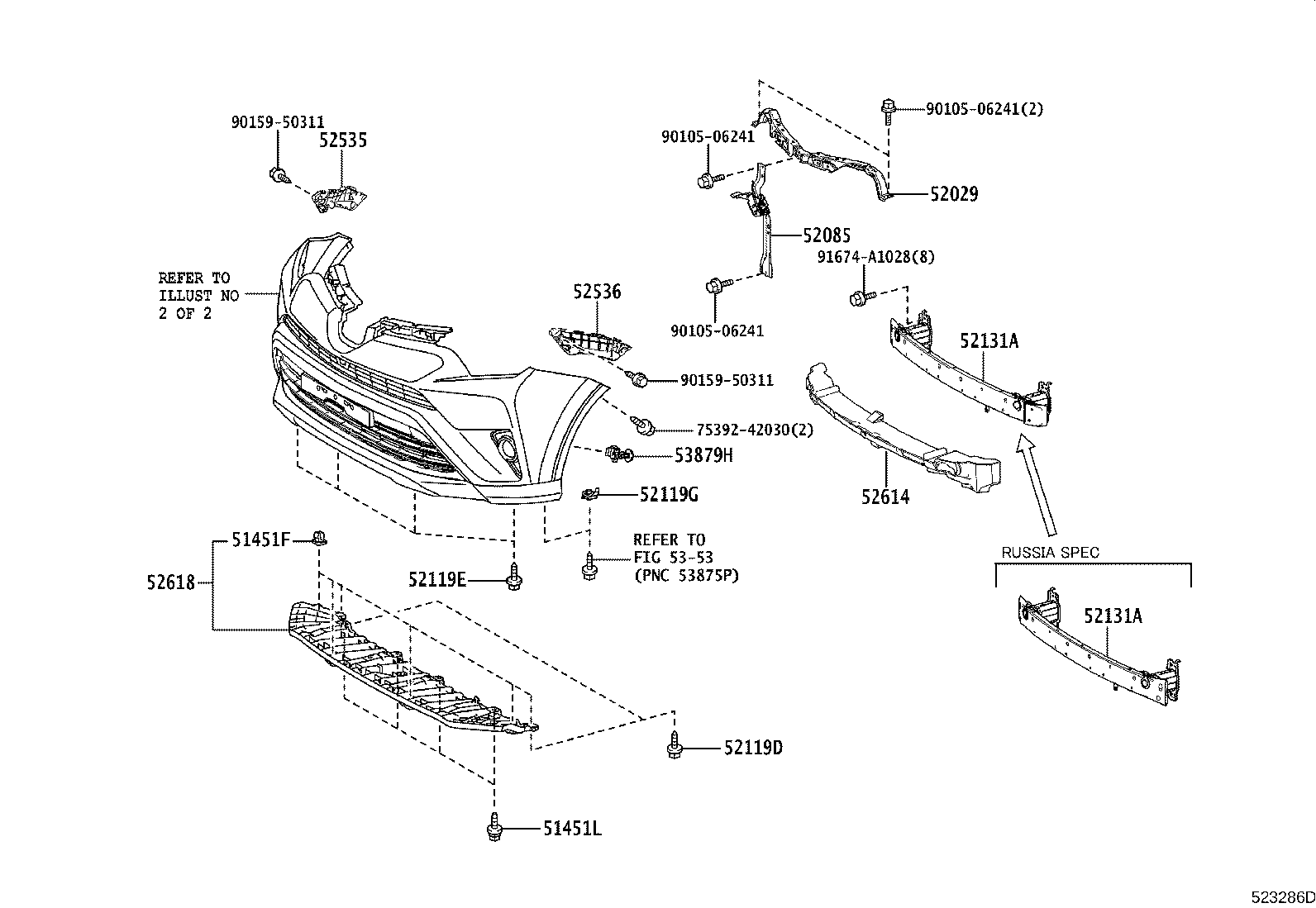52112-42100 EXTENSION, FRONT BUMPER, RH product image