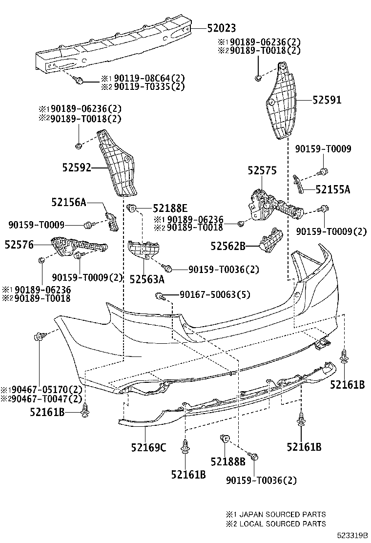 52155-0D080 SUPPORT, REAR BUMPER SIDE, RH product image