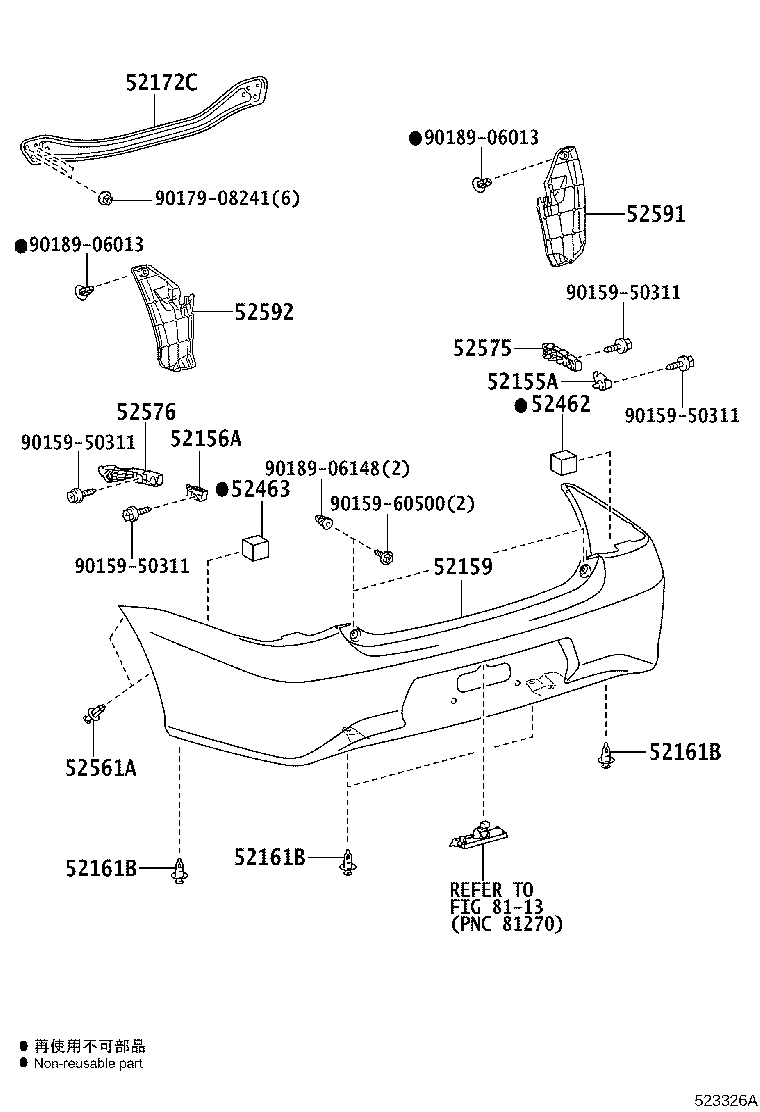 52155-0D020 SUPPORT, REAR BUMPER SIDE, RH product image