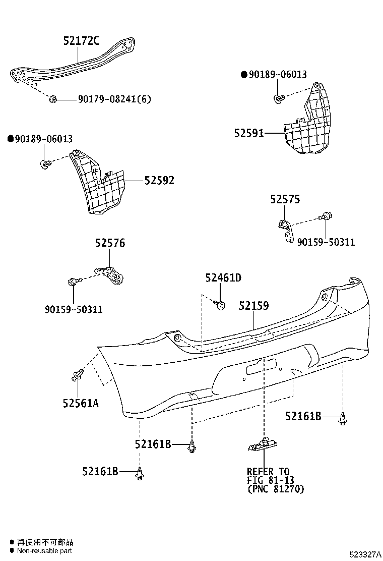 52155-0D020 SUPPORT, REAR BUMPER SIDE, RH product image