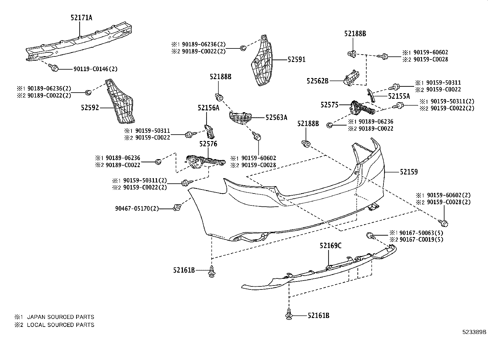 52155-0D130 SUPPORT, REAR BUMPER SIDE, RH product image