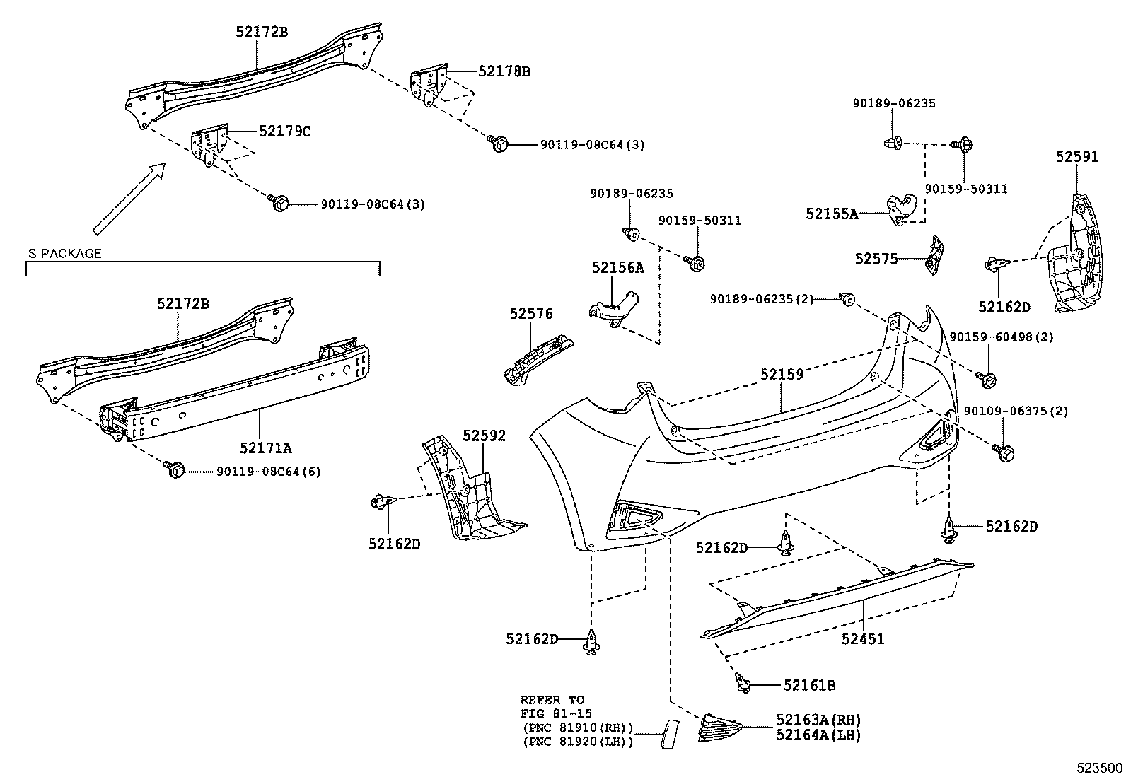 52591-52380 SEAL, REAR BUMPER SIDE, RH product image