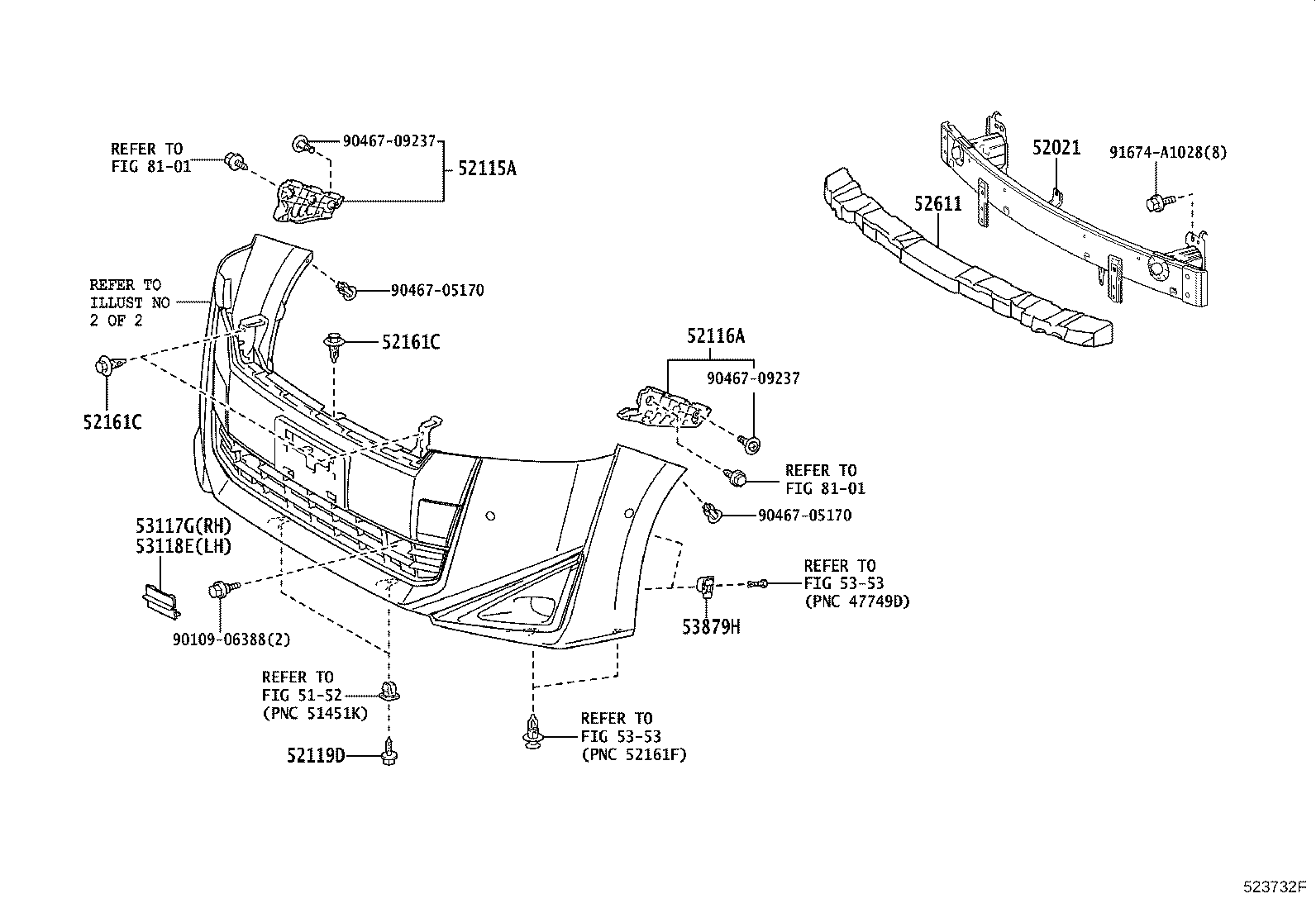 52030-58140 COVER ASSY, FRONT BUMPER HOLE, RH product image