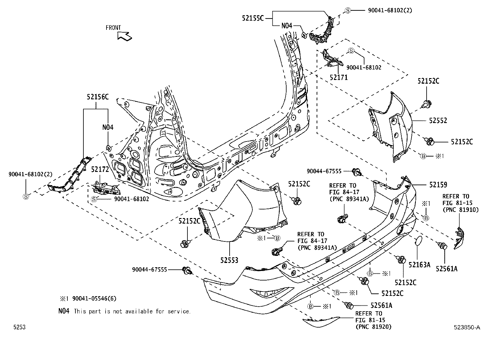 9004A-46341 CLIP, REAR BUMPER SIDE product image