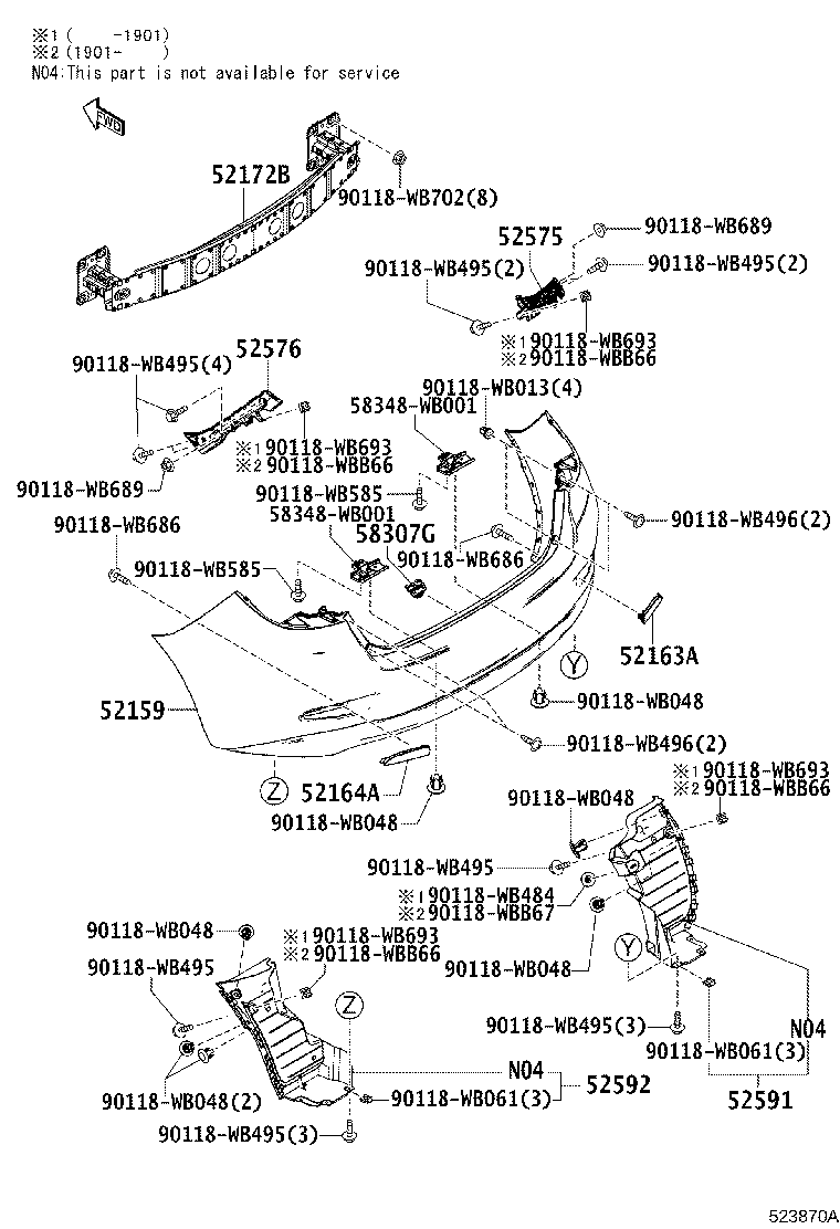 52592-WB001 SEAL, REAR BUMPER SIDE, LH product image