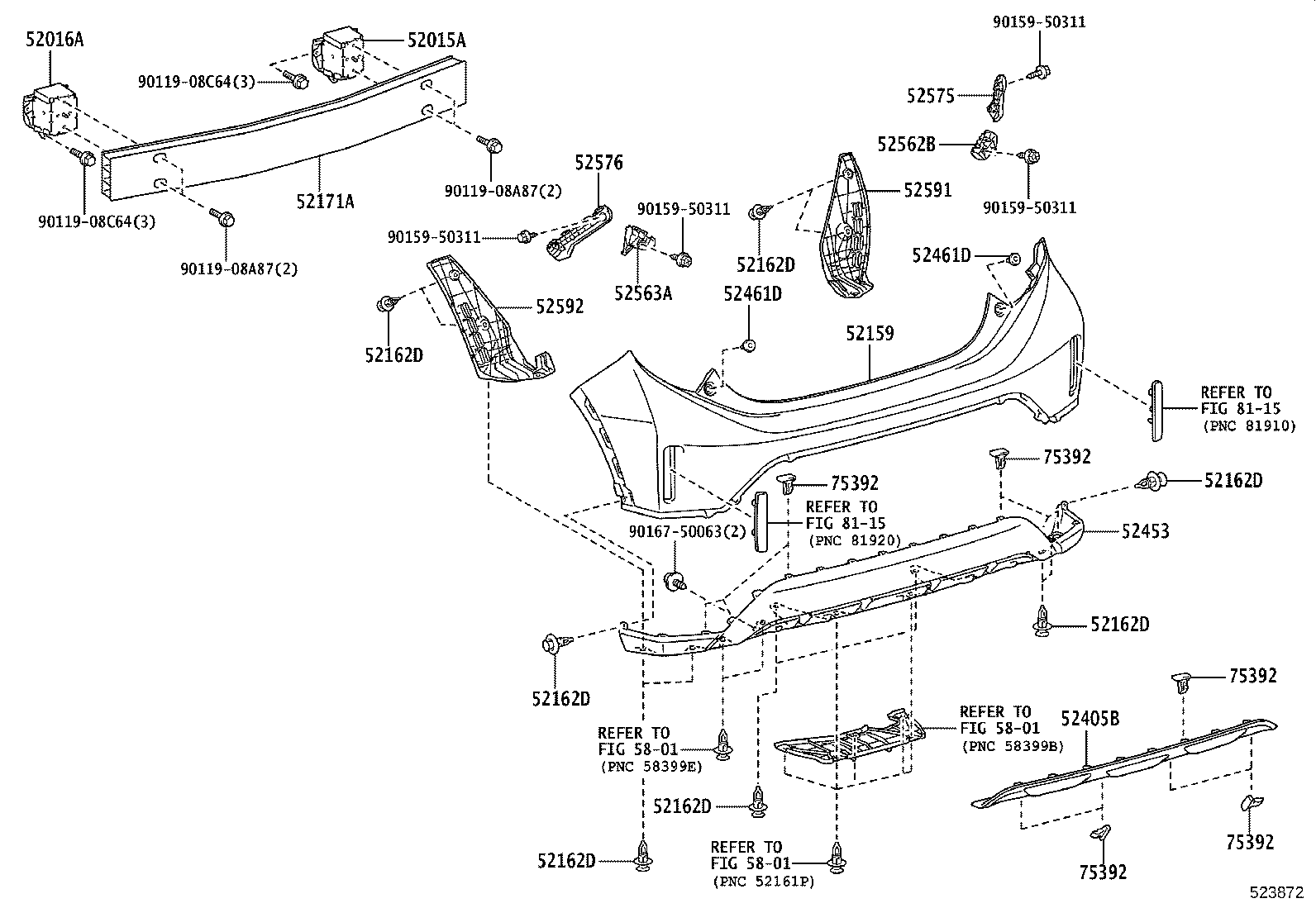 52592-52380 SEAL, REAR BUMPER SIDE, LH product image