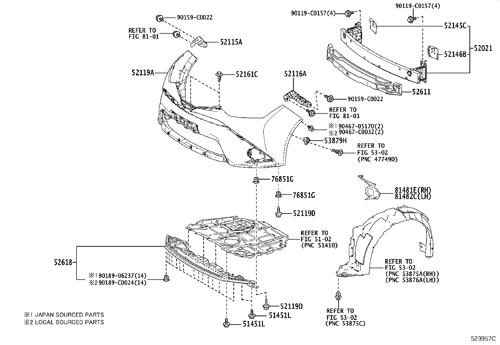 52114-02260 BRACKET, FRONT BUMPER EXTENSION MOUNTING product image
