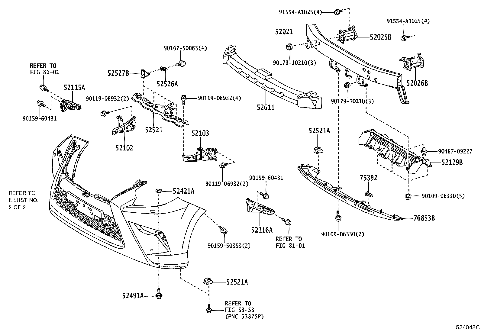 52114-60120 BRACKET, FRONT BUMPER EXTENSION MOUNTING product image
