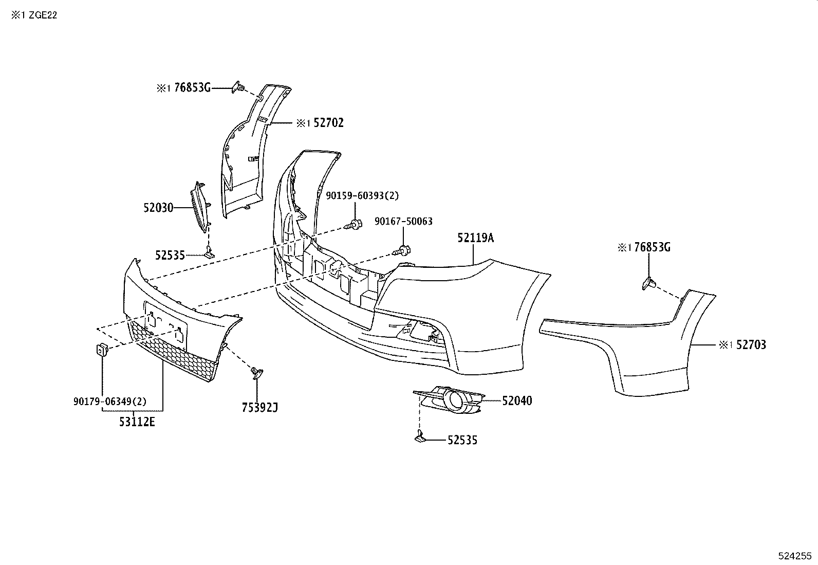 52115-68030 SUPPORT, FRONT BUMPER SIDE, RH product image