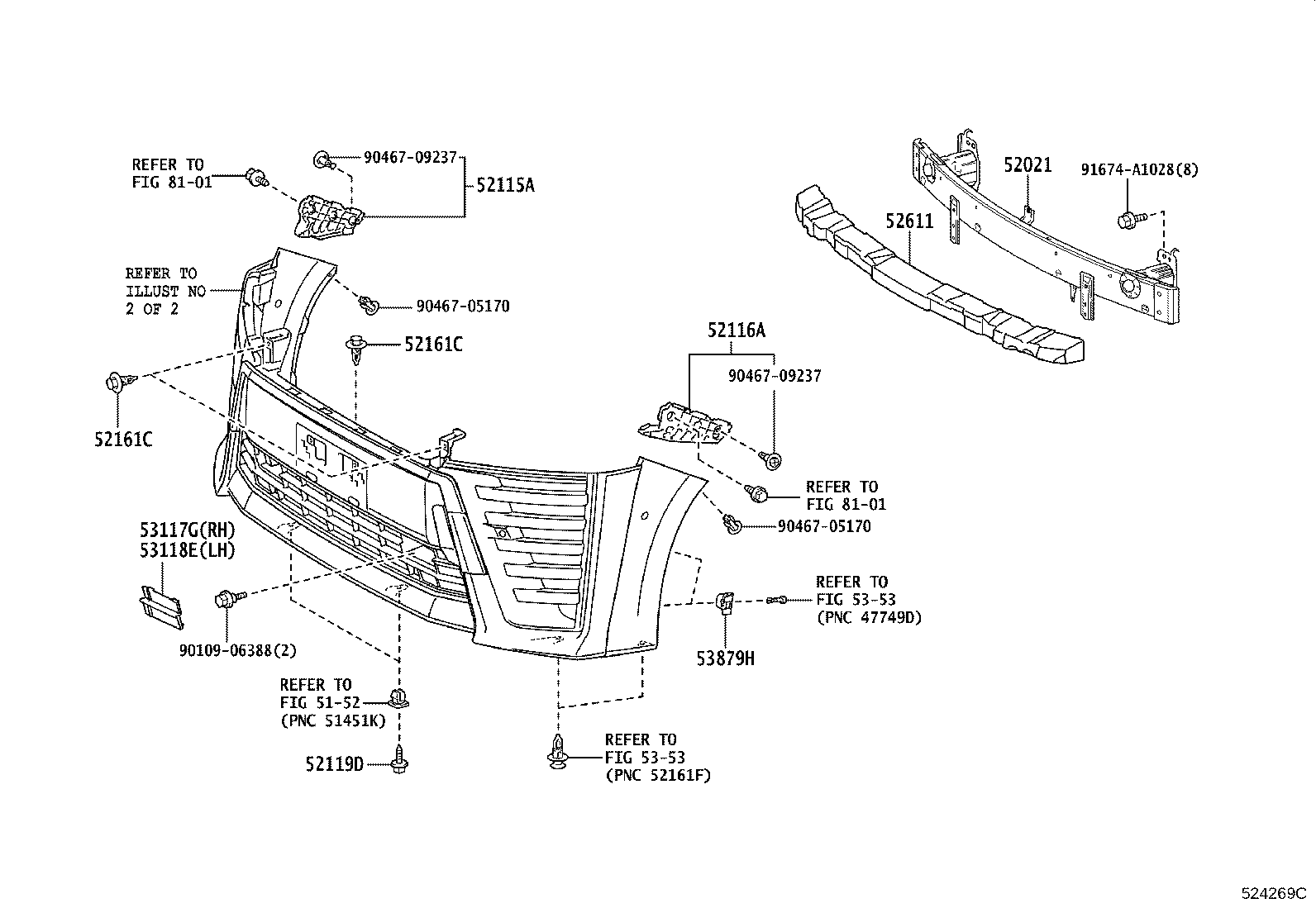 52116-58080 SUPPORT, FRONT BUMPER SIDE, LH product image