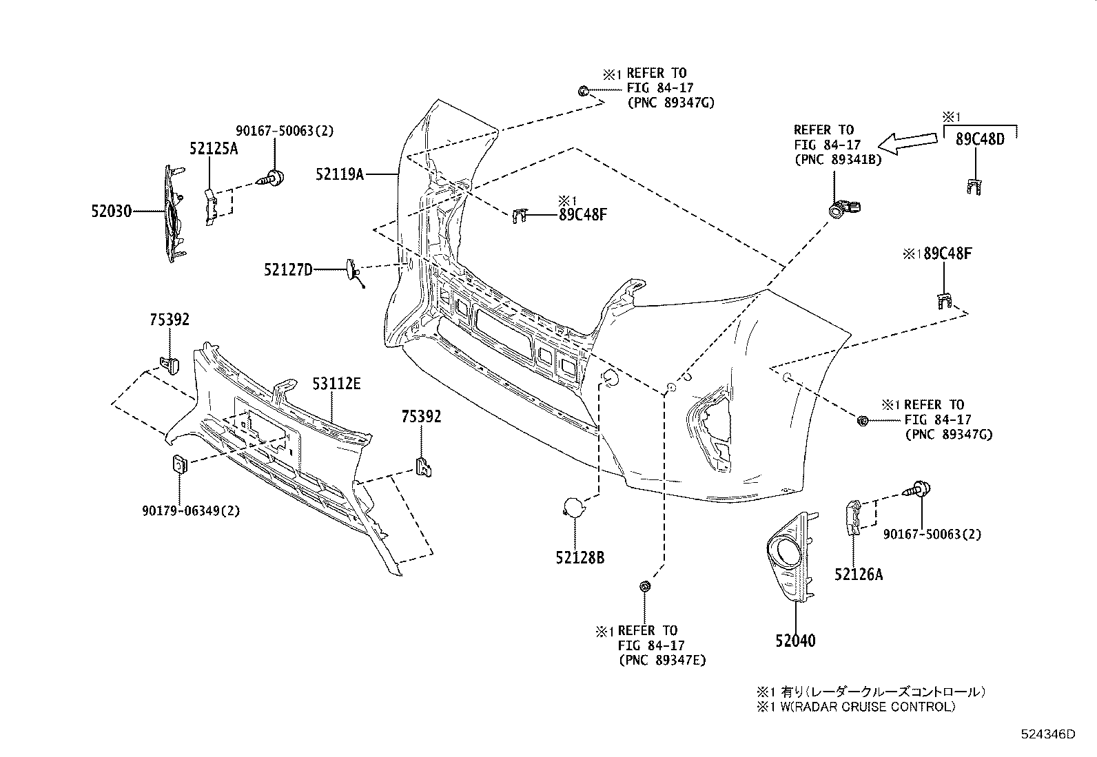 52030-58140 COVER ASSY, FRONT BUMPER HOLE, RH product image