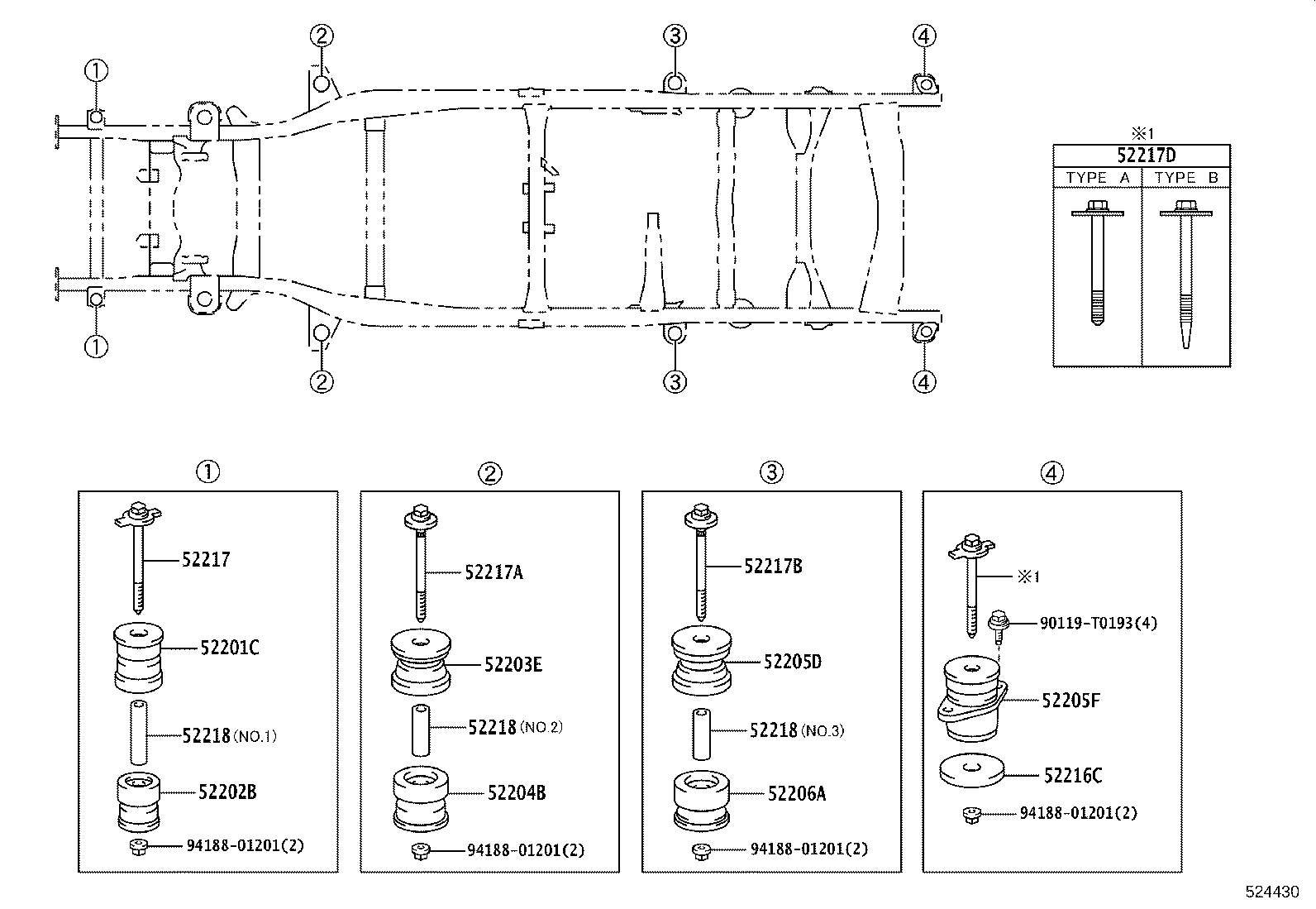 52217-0K020 BOLT, BODY MOUNTING product image