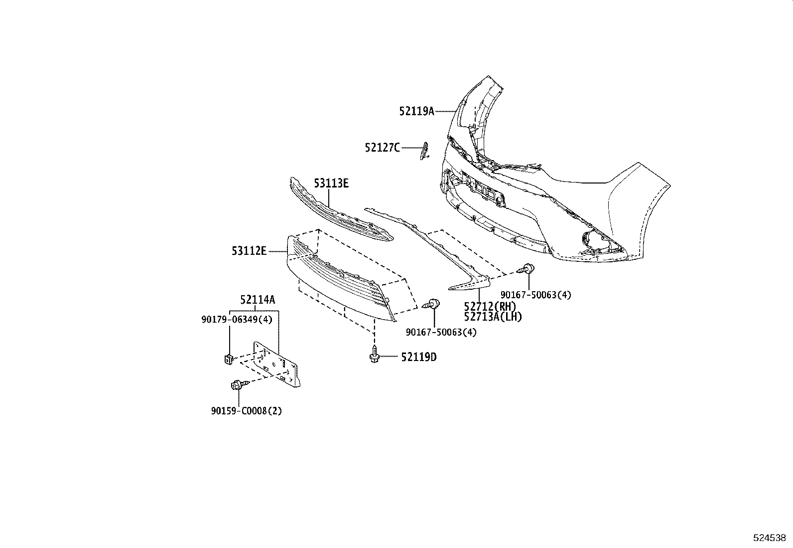52114-02260 BRACKET, FRONT BUMPER EXTENSION MOUNTING product image