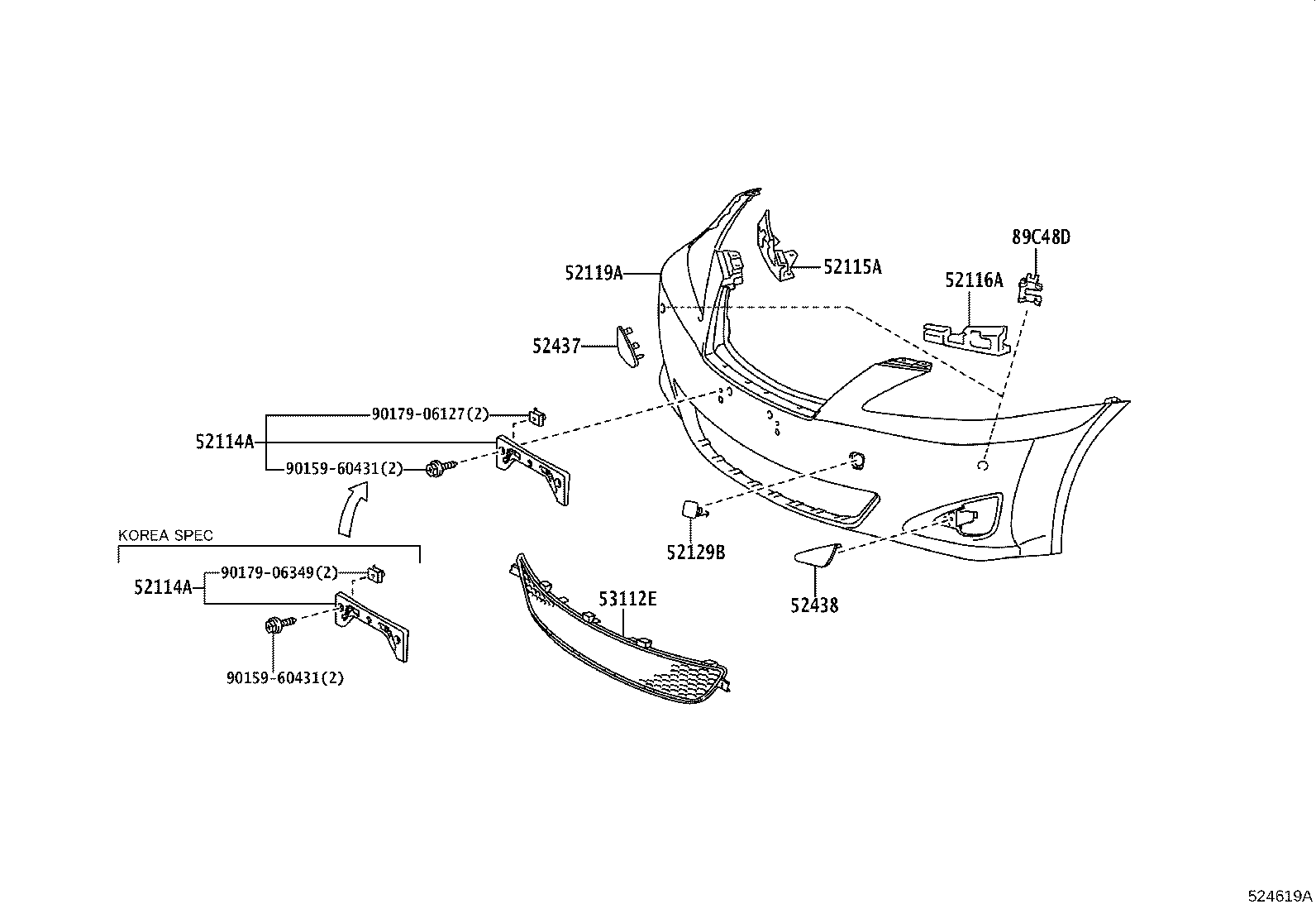 52114-53140 BRACKET, FRONT BUMPER EXTENSION MOUNTING product image