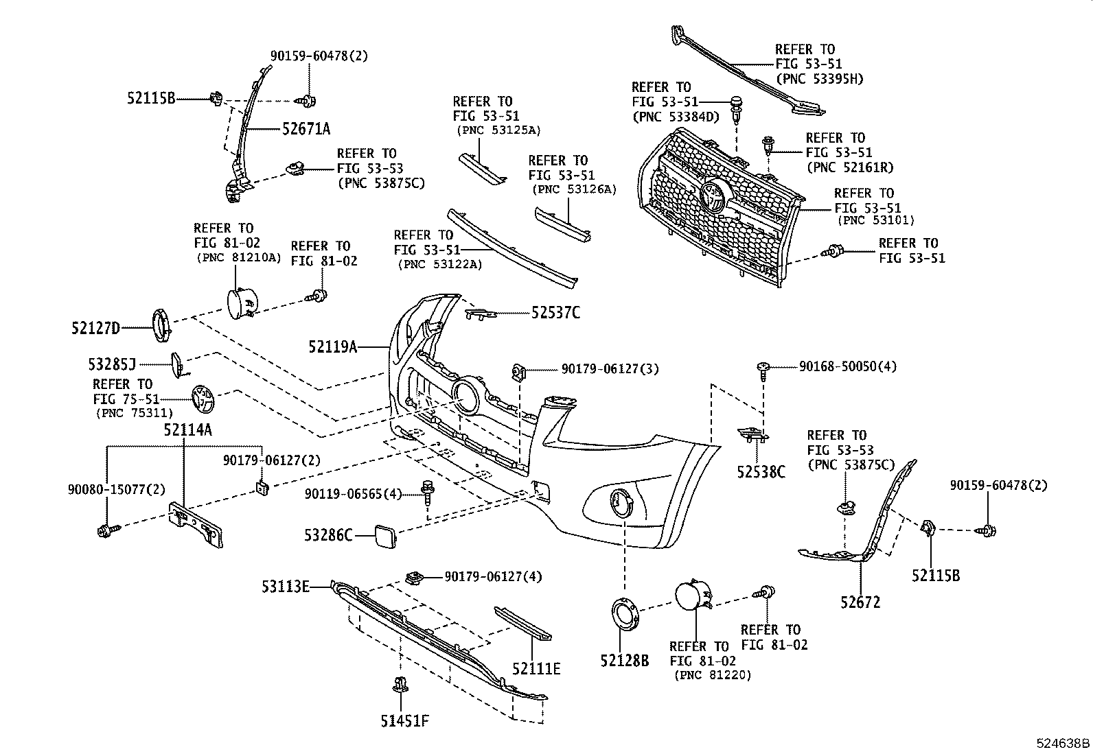 52115-0R010 RETAINER, FRONT BUMPER EXTENSION, NO.1 product image