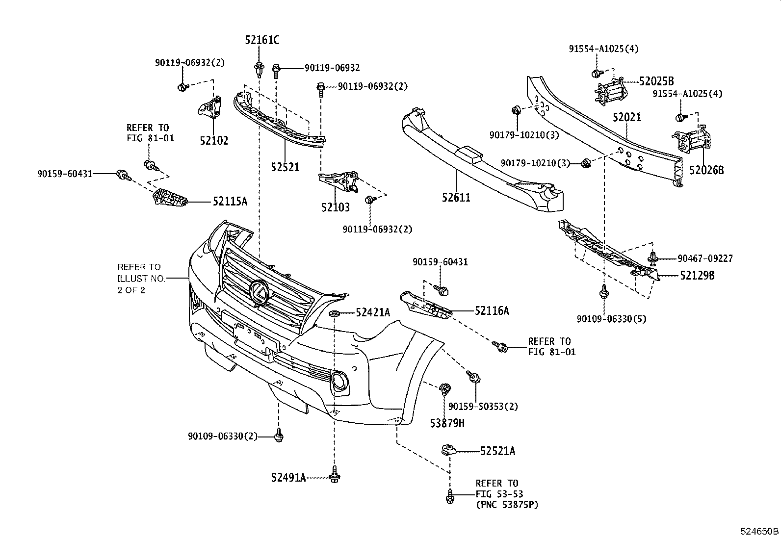 52114-60120 BRACKET, FRONT BUMPER EXTENSION MOUNTING product image
