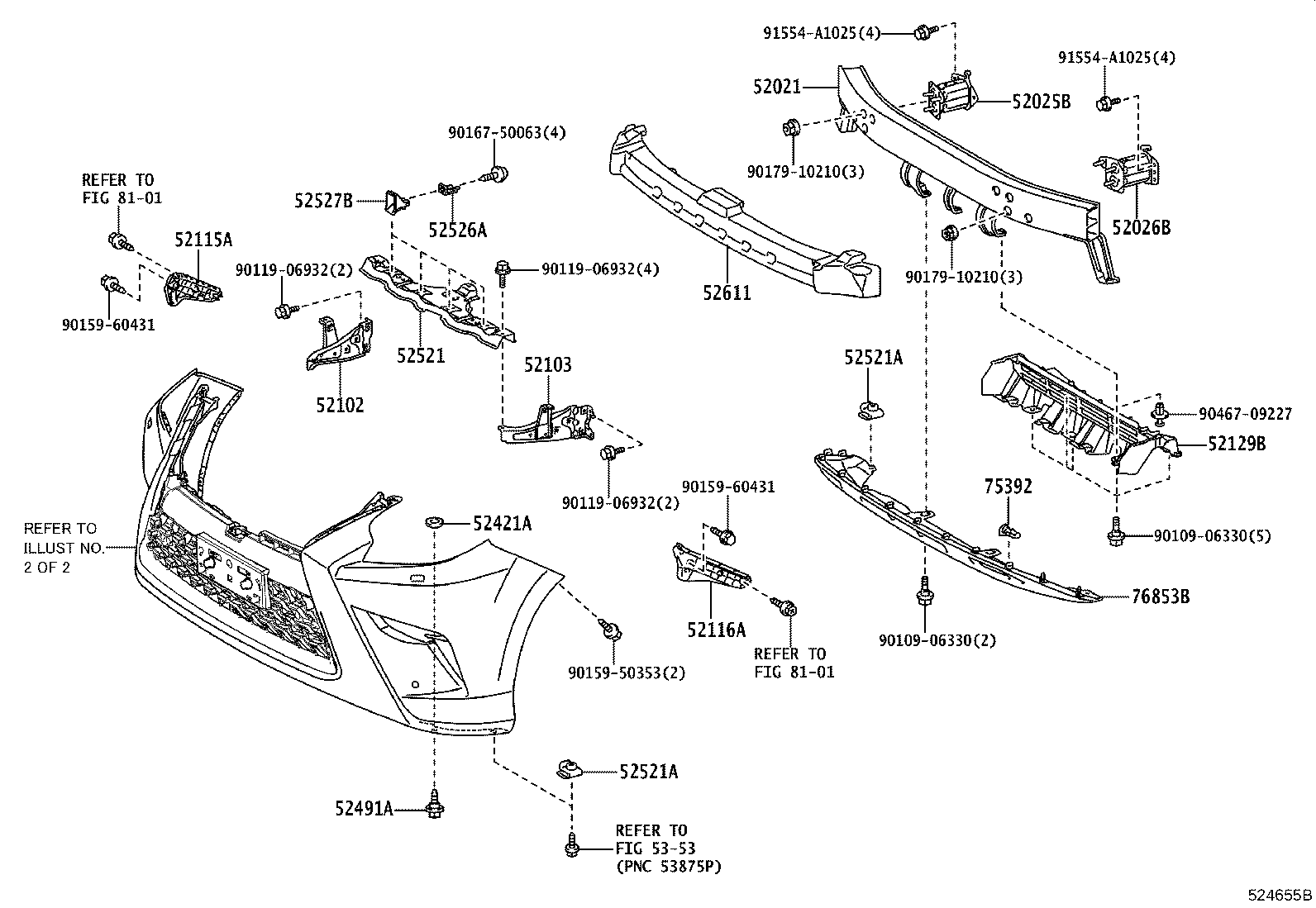 52114-60290 BRACKET, FRONT BUMPER EXTENSION MOUNTING product image